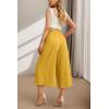 imageIWOLLENCE Women Flowy Loose Wide Leg Pant Summer Beach Casual Trousers high Waist Adjustable Knot Business Work Casual PantsYellow