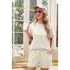 imageIWOLLENCE Womens 2 Piece Sets Summer Lounge Set Casual Short Sleeve Round Neck Tops and Elastic Waist Short Outfits TracksuitBeige