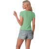 imageIWOLLENCE Womens Casual Lightweight Ribbed Knit Short Sleeve Tops Crewneck Button Down Shirt Slim Fit Y2K CardiganC Cyan Green