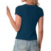 imageIWOLLENCE Womens Casual Lightweight Ribbed Knit Short Sleeve Tops Crewneck Button Down Shirt Slim Fit Y2K CardiganC Tile Blue