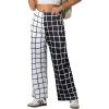 imageIWOLLENCE Womens Casual Loose Checkered Wide Leg Pants High Waist Straight Lounge Y2K Gingham Trousers SummerBwblack White Contrast