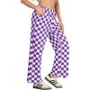 imageIWOLLENCE Womens Casual Loose Checkered Wide Leg Pants High Waist Straight Lounge Y2K Gingham Trousers SummerCdpurple White
