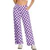 imageIWOLLENCE Womens Casual Loose Checkered Wide Leg Pants High Waist Straight Lounge Y2K Gingham Trousers SummerCdpurple White