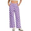 imageIWOLLENCE Womens Casual Loose Checkered Wide Leg Pants High Waist Straight Lounge Y2K Gingham Trousers SummerCdpurple White