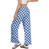 imageIWOLLENCE Womens Casual Loose Checkered Wide Leg Pants High Waist Straight Lounge Y2K Gingham Trousers SummerCdroyal Blue White