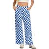 imageIWOLLENCE Womens Casual Loose Checkered Wide Leg Pants High Waist Straight Lounge Y2K Gingham Trousers SummerCdroyal Blue White