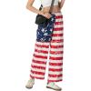 imageIWOLLENCE Womens Casual Loose Checkered Wide Leg Pants High Waist Straight Lounge Y2K Gingham Trousers SummerFlagred Blue