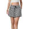 imageIWOLLENCE Womens Checkered Shorts Elastic Waist with Drawstring Plaid Short Pants Beach Summer with PocketsCdblack White