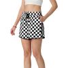 imageIWOLLENCE Womens Checkered Shorts Elastic Waist with Drawstring Plaid Short Pants Beach Summer with PocketsCdblack White