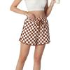 imageIWOLLENCE Womens Checkered Shorts Elastic Waist with Drawstring Plaid Short Pants Beach Summer with PocketsCdbrown White