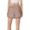 imageIWOLLENCE Womens Checkered Shorts Elastic Waist with Drawstring Plaid Short Pants Beach Summer with PocketsCdbrown White