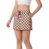 imageIWOLLENCE Womens Checkered Shorts Elastic Waist with Drawstring Plaid Short Pants Beach Summer with PocketsCdbrown White
