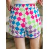 imageIWOLLENCE Womens Checkered Shorts Elastic Waist with Drawstring Plaid Short Pants Beach Summer with PocketsCdcolored White