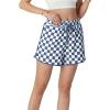 imageIWOLLENCE Womens Checkered Shorts Elastic Waist with Drawstring Plaid Short Pants Beach Summer with PocketsCdnavy White