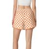 imageIWOLLENCE Womens Checkered Shorts Elastic Waist with Drawstring Plaid Short Pants Beach Summer with PocketsCdorange White
