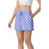 imageIWOLLENCE Womens Checkered Shorts Elastic Waist with Drawstring Plaid Short Pants Beach Summer with PocketsCdpink Blue