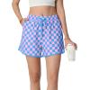 imageIWOLLENCE Womens Checkered Shorts Elastic Waist with Drawstring Plaid Short Pants Beach Summer with PocketsCdpink Blue