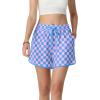 imageIWOLLENCE Womens Checkered Shorts Elastic Waist with Drawstring Plaid Short Pants Beach Summer with PocketsCdpink Blue