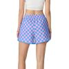 imageIWOLLENCE Womens Checkered Shorts Elastic Waist with Drawstring Plaid Short Pants Beach Summer with PocketsCdpink Blue