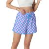imageIWOLLENCE Womens Checkered Shorts Elastic Waist with Drawstring Plaid Short Pants Beach Summer with PocketsCdpink Blue