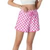 imageIWOLLENCE Womens Checkered Shorts Elastic Waist with Drawstring Plaid Short Pants Beach Summer with PocketsCdpink White