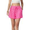imageIWOLLENCE Womens Checkered Shorts Elastic Waist with Drawstring Plaid Short Pants Beach Summer with PocketsCdrose Pink Red