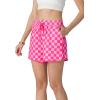 imageIWOLLENCE Womens Checkered Shorts Elastic Waist with Drawstring Plaid Short Pants Beach Summer with PocketsCdrose Pink Red