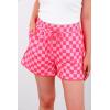 imageIWOLLENCE Womens Checkered Shorts Elastic Waist with Drawstring Plaid Short Pants Beach Summer with PocketsCdrose Pink Red