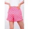 imageIWOLLENCE Womens Checkered Shorts Elastic Waist with Drawstring Plaid Short Pants Beach Summer with PocketsCdrose Pink Red