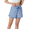 imageIWOLLENCE Womens Checkered Shorts Elastic Waist with Drawstring Plaid Short Pants Beach Summer with PocketsCdroyal White