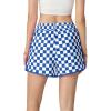 imageIWOLLENCE Womens Checkered Shorts Elastic Waist with Drawstring Plaid Short Pants Beach Summer with PocketsCdroyal White