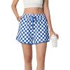 imageIWOLLENCE Womens Checkered Shorts Elastic Waist with Drawstring Plaid Short Pants Beach Summer with PocketsCdroyal White