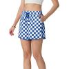 imageIWOLLENCE Womens Checkered Shorts Elastic Waist with Drawstring Plaid Short Pants Beach Summer with PocketsCdroyal White