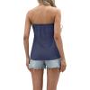 imageIWOLLENCE Womens Floral Tube Tops Casual Summer Backless Strapless Top Sleeveless Bandeau Tanks ShirtC Navy Blue