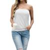 imageIWOLLENCE Womens Floral Tube Tops Casual Summer Backless Strapless Top Sleeveless Bandeau Tanks ShirtC White