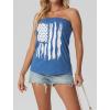 imageIWOLLENCE Womens Floral Tube Tops Casual Summer Backless Strapless Top Sleeveless Bandeau Tanks ShirtFlag2 Blue