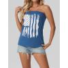 imageIWOLLENCE Womens Floral Tube Tops Casual Summer Backless Strapless Top Sleeveless Bandeau Tanks ShirtFlag2 Blue