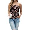 imageIWOLLENCE Womens Floral Tube Tops Casual Summer Backless Strapless Top Sleeveless Bandeau Tanks ShirtFp Black Ethnic Flower