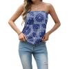 imageIWOLLENCE Womens Floral Tube Tops Casual Summer Backless Strapless Top Sleeveless Bandeau Tanks ShirtFp Navy Ethnic Kerchief