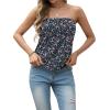 imageIWOLLENCE Womens Floral Tube Tops Casual Summer Backless Strapless Top Sleeveless Bandeau Tanks ShirtFp Navy White Flower
