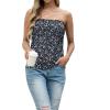 imageIWOLLENCE Womens Floral Tube Tops Casual Summer Backless Strapless Top Sleeveless Bandeau Tanks ShirtFp Navy White Flower