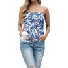 imageIWOLLENCE Womens Floral Tube Tops Casual Summer Backless Strapless Top Sleeveless Bandeau Tanks ShirtFp White Blue Porcelain