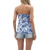 imageIWOLLENCE Womens Floral Tube Tops Casual Summer Backless Strapless Top Sleeveless Bandeau Tanks ShirtFp White Blue Porcelain