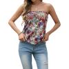 imageIWOLLENCE Womens Floral Tube Tops Casual Summer Backless Strapless Top Sleeveless Bandeau Tanks ShirtFp Wine Red Hibisfpus