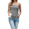 imageIWOLLENCE Womens Floral Tube Tops Casual Summer Backless Strapless Top Sleeveless Bandeau Tanks ShirtPlaid Black White