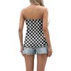 imageIWOLLENCE Womens Floral Tube Tops Casual Summer Backless Strapless Top Sleeveless Bandeau Tanks ShirtPlaid Black White