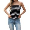imageIWOLLENCE Womens Floral Tube Tops Casual Summer Backless Strapless Top Sleeveless Bandeau Tanks ShirtStripe Black