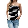 imageIWOLLENCE Womens Floral Tube Tops Casual Summer Backless Strapless Top Sleeveless Bandeau Tanks ShirtStripe Black