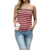 imageIWOLLENCE Womens Floral Tube Tops Casual Summer Backless Strapless Top Sleeveless Bandeau Tanks ShirtStripe Black Pink