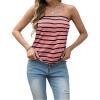 imageIWOLLENCE Womens Floral Tube Tops Casual Summer Backless Strapless Top Sleeveless Bandeau Tanks ShirtStripe Black Pink